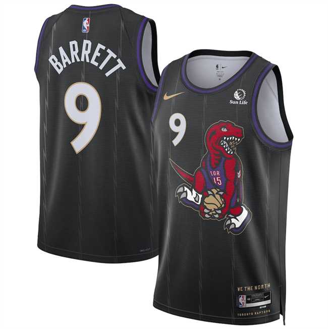 Men%27s Toronto Raptors #9 RJ Barrett Black 2024-25 City Edition Stitched Jersey Dzhi